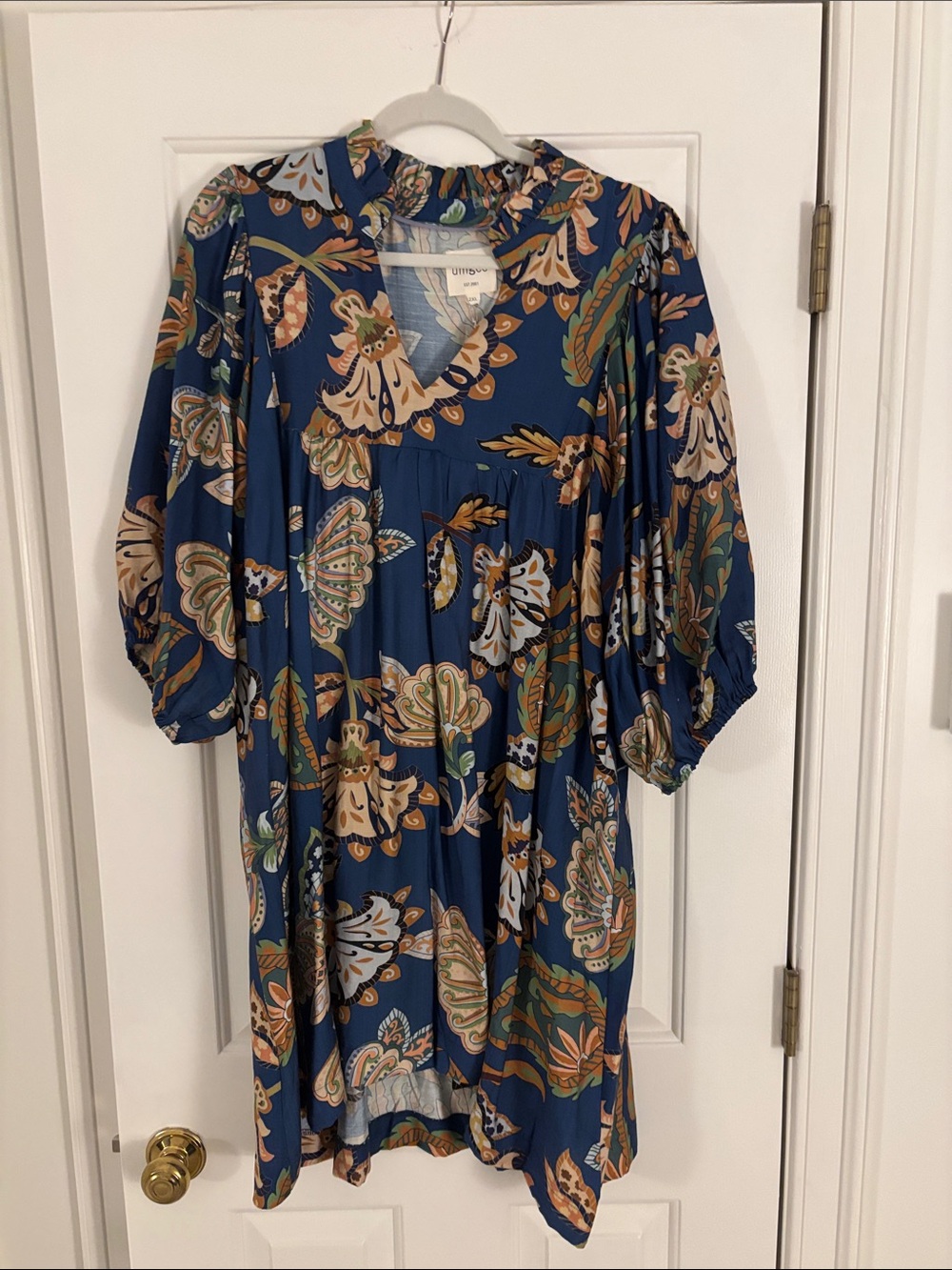 Umgee Navy Blue Floral Paisley Mini Dress
